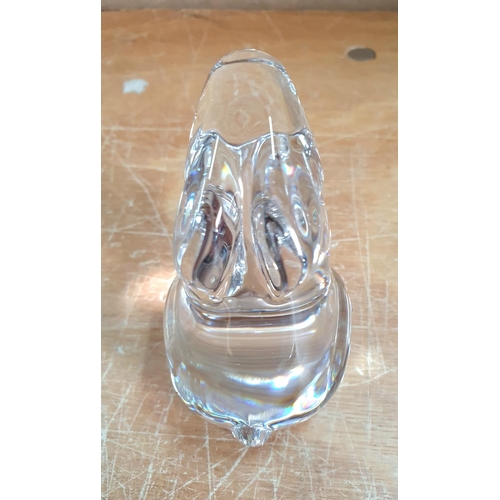 539 - SMALL BACCARAT SIGNED GLASS RABBIT FIGURINE/PAPERWEIGHT