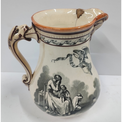 554 - Collection of antique jugs and mugs including a Crimean jug and an old Burslem jug etc. (Qty)