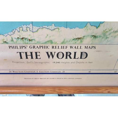 495 - Philips relief wall school map, produced in the 1960s - THE WORLD