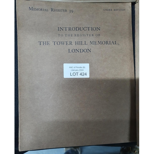 424 - The Tower Hill Memorial, London official registry in 9 pamphlet volumes published in 1928 by the Roy... 