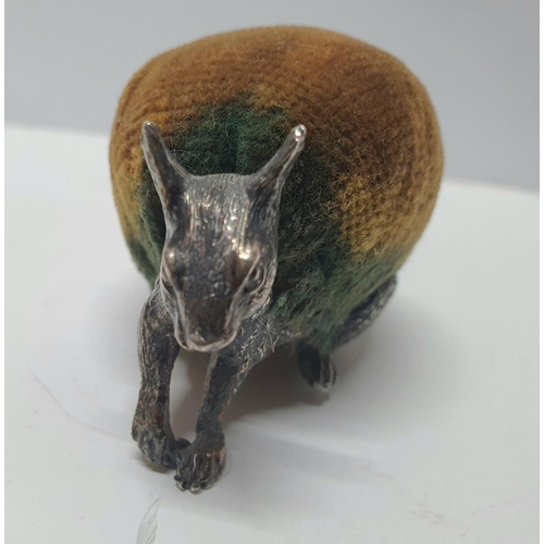 18 - Antique pin cushion in the form of a squirrel stamped 