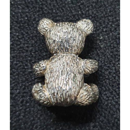 19 - Small, fully hallmarked silver teddy bear 1991 London