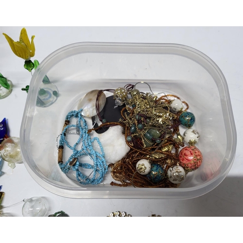 38 - Collection of Costume jewellery including small glass figurines (Qty)