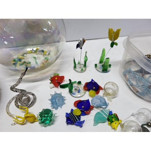 38 - Collection of Costume jewellery including small glass figurines (Qty)