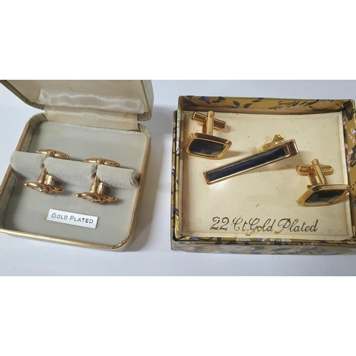 53 - Large quantity of gents mid/later 20thC cased and uncased cuff-links including gold-plated  examples... 