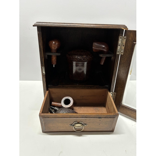 108 - Smokers cabinet with key including pipes