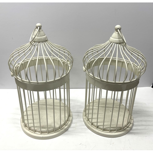 115 - Pair of white metal bird cages (2)