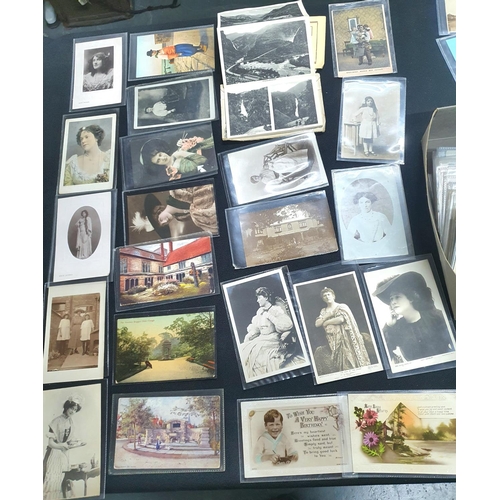 116 - Box full of Edwardian postcards, both landscape (mainly British) and portraits (Hundreds)