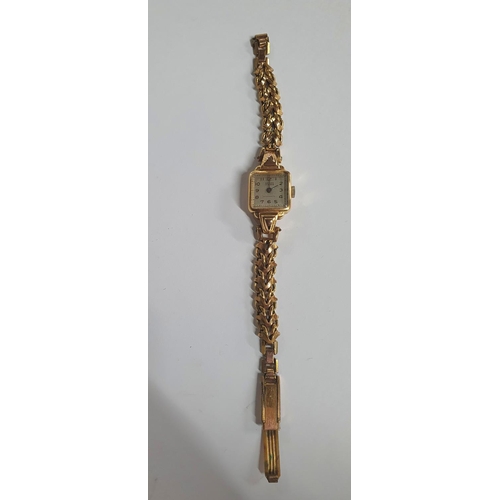 151 - Ardan 17 rubis 18ct yellow gold cased ladies mid 20thC cocktail watch with original plated strap