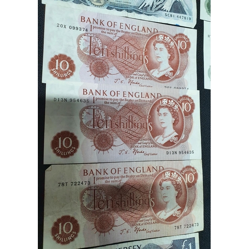 152 - Collection of GB QEII bank notes to include 2 x £5 blues, 3 x £1 large Jo Page', 4 x £1 Jo Page (2 c... 