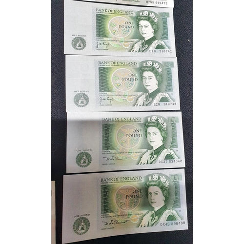 152 - Collection of GB QEII bank notes to include 2 x £5 blues, 3 x £1 large Jo Page', 4 x £1 Jo Page (2 c... 