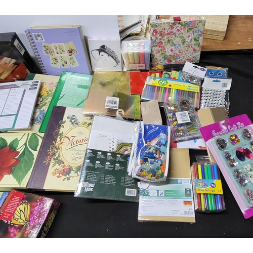 171 - Huge quantity of empty albums, calanders and scrapbooks including crayons and pens etc (Qty)