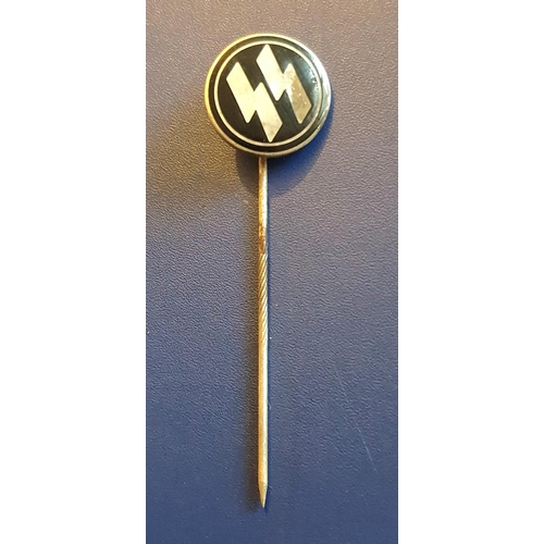 206 - A German SS enamel stick pin marked Hoffstatter Bonn, Ges Gesch verso