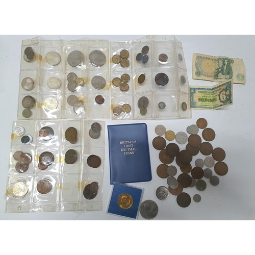 208 - Collection of British 19thC and 20thC silver and bronze coins together with some world coins, a Brit... 