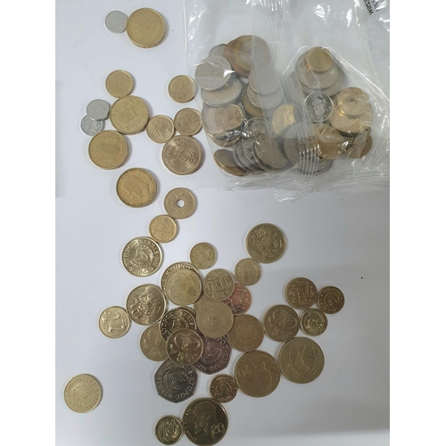 217 - Quantity of 20thC foreign coins and 6 European mid 20thC bank notes, mainly Belgium Francs (Qty)