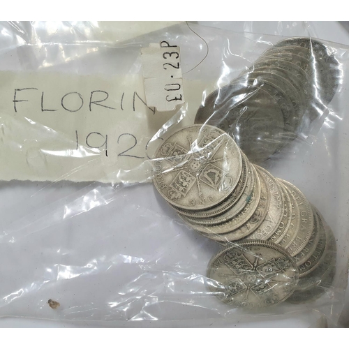 218 - Box full of mainly British 20thC coinage, mostly packaged up including a large quantity of 50% silve... 