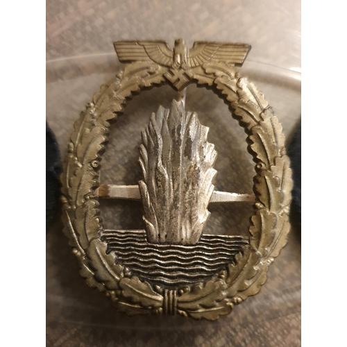 245 - German Kriegsmarine WWII Mine Sweepers badge together with 2 German WW2 Driver Proficiency Badges (3... 