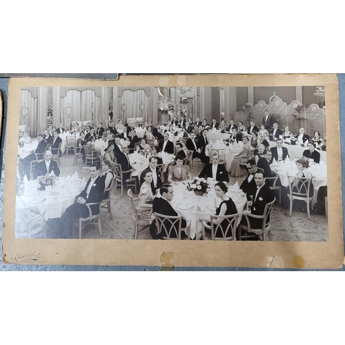 257 - Collection of old large mounted photos etc including a company of soldiers in dress uniform outside ... 