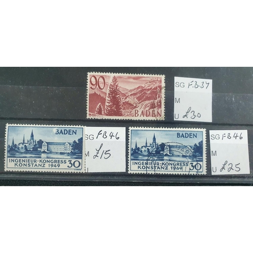 353 - Eight small dealer cards containing  East and West Germany mint and unused unmounted 20thC including... 