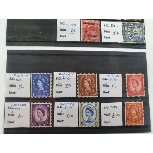 357 - Two dealer sheet containing various individual used GB stamps QV to QEII pre decimal (Qty)