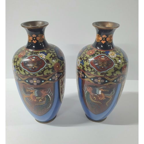 503 - Stunning pair of mid-sized cloisonné vases' (2)