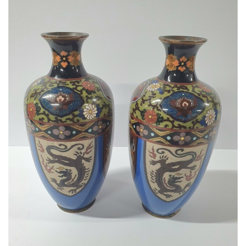 503 - Stunning pair of mid-sized cloisonné vases' (2)