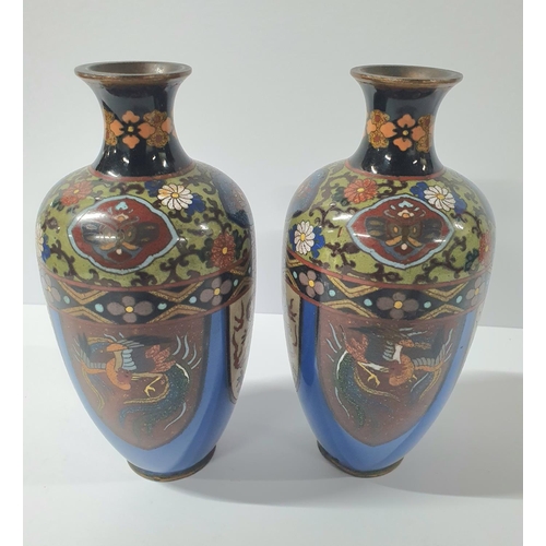 503 - Stunning pair of mid-sized cloisonné vases' (2)