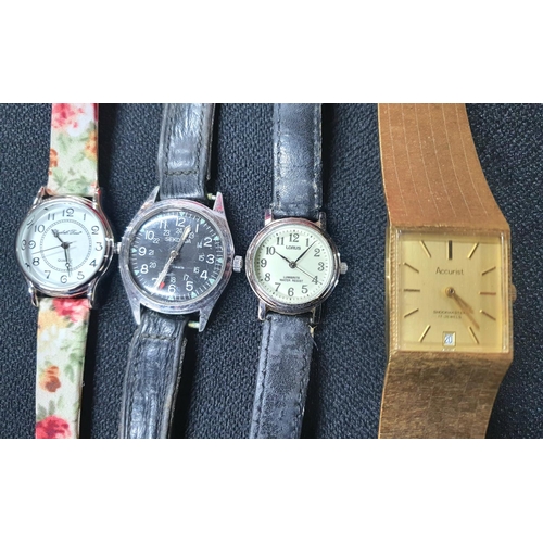 239 - Numerous collectables including a shoe-shine & thermometer set, coins & watches including Accurist w... 