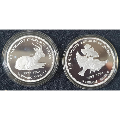 15 - The Hashemite Kingdom of Jordan 1977 sterling silver proof set of 2 1/2 dinar 