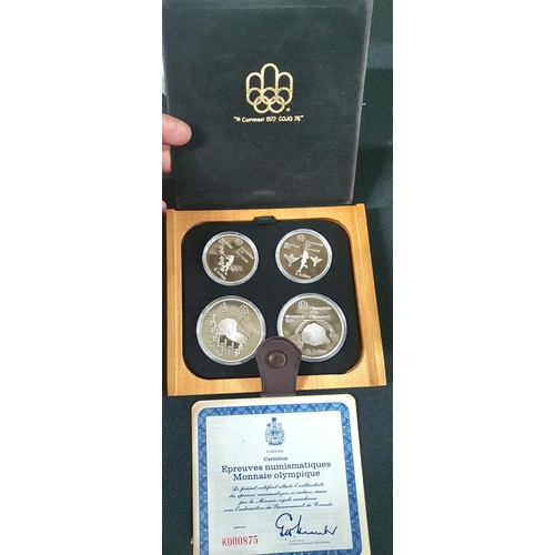 17 - Canada 1976 Olympics sterling silver proof four coin set, cased with certificate and outer box,

Cer... 