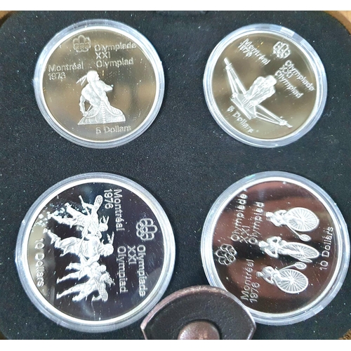 19 - Canada 1976 Olympics sterling silver proof four coin set, cased with certificate and outer box - Ser... 