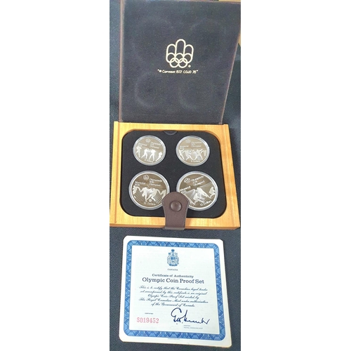 20 - Canada 1976 Olympics sterling silver proof four coin set, cased with certificate and outer box - Ser... 