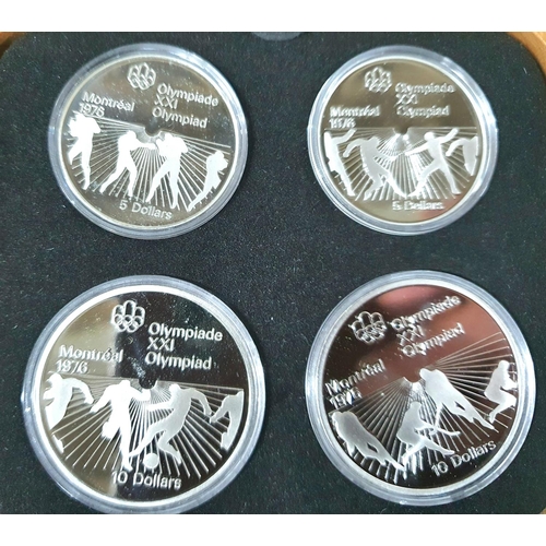 20 - Canada 1976 Olympics sterling silver proof four coin set, cased with certificate and outer box - Ser... 