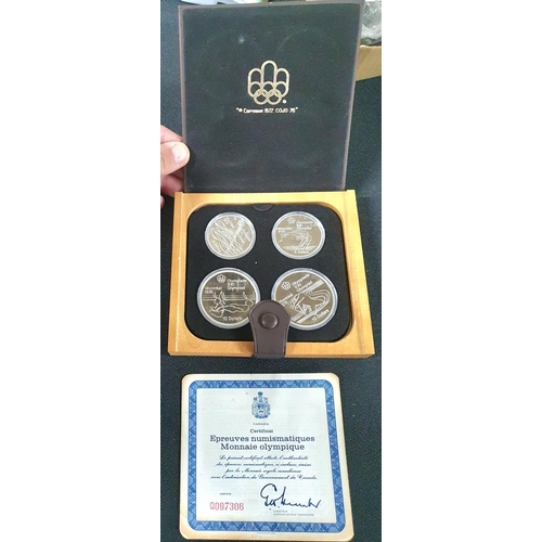 21 - Canada 1976 Olympics sterling silver proof four coin set, cased with certificate and outer box - Ser... 