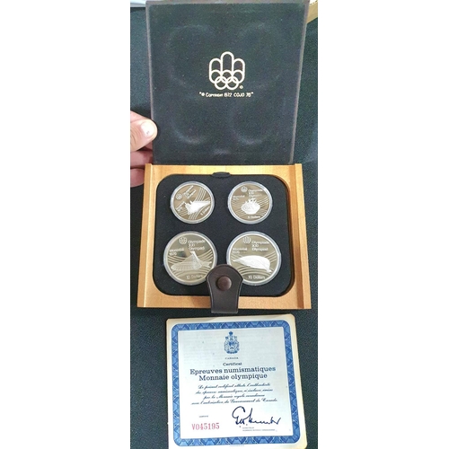 22 - Canada 1976 Olympics sterling silver proof four coin set, cased with certificate and outer box - ser... 