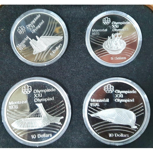 22 - Canada 1976 Olympics sterling silver proof four coin set, cased with certificate and outer box - ser... 