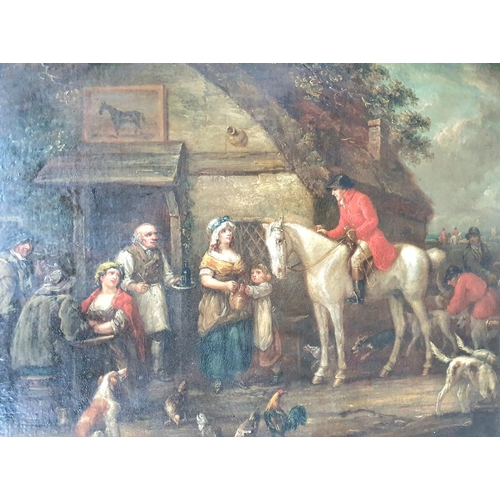 38 - George MORLAND (1762/63-1804) oil on cut-down canvas, laid onto chamfered wood panel 