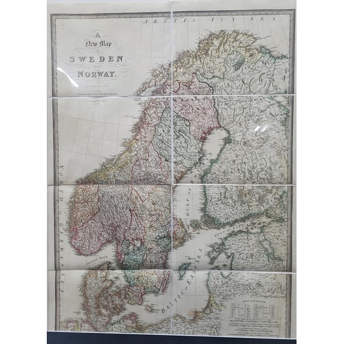 45 - Georgian map (taken from an atlas or book) containing full-length hand-coloured map of Norway publis... 