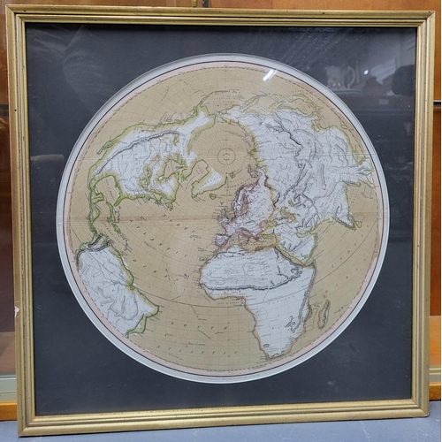 48 - Framed hand-coloured Georgian map of Africa together with a circular hand-coloured globe map of the ... 