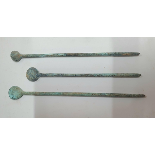 40 - Three Roman copper medicine or cosmetics spoons (3)