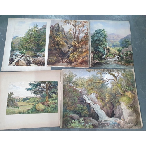 53 - Five large Victorian landscape watercolours, all unsigned (5), unframed,

Largest - 55 x 71 cm
Small... 