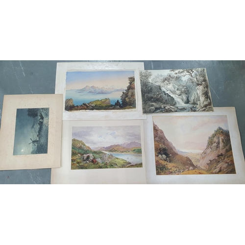 54 - Five large Victorian landscape watercolours, all by unsigned (5), all unframed,

Largest - 41 x 53 c... 