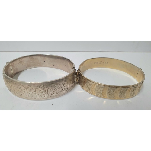 222 - Four English hallmarked engraved silver bracelets, one with 22ct gold plating (4),

Approx 100 grams