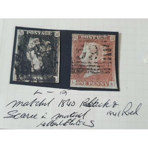 164 - QV 1840 penny black with black Maltese cancelation together with an 1841 QV imperf penny red, both w... 