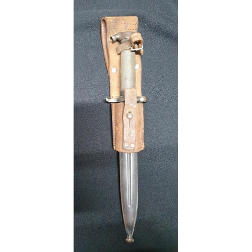 64 - WW2 Swedish Mauser army issue EAB bayonet with long metal scabbard, complete with leather frog