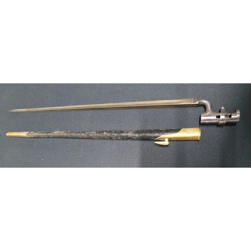 66 - A British Pattern Constabulary Carbine bayonet, circa 1840, stamped 'ER' with crown, complete with b... 