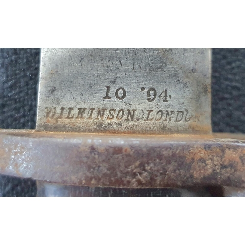 68 - British pattern 1888 bayonet metal & leather scabbard, this one stamped Wilkinson London below 10  '... 