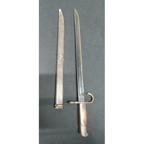 69 - Japanese WWII type 30 bayonet and metal scabbard possibly produced by Toyoda Automatic Loom Co