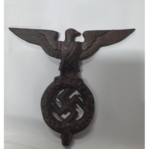 70 - Large cast iron Nazi party Eagle and laurel reef car or pole end,

19cm across by 17cm tall