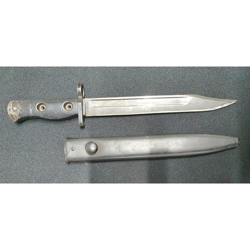 71 - Unmarked central European bayonet with metal scabbard